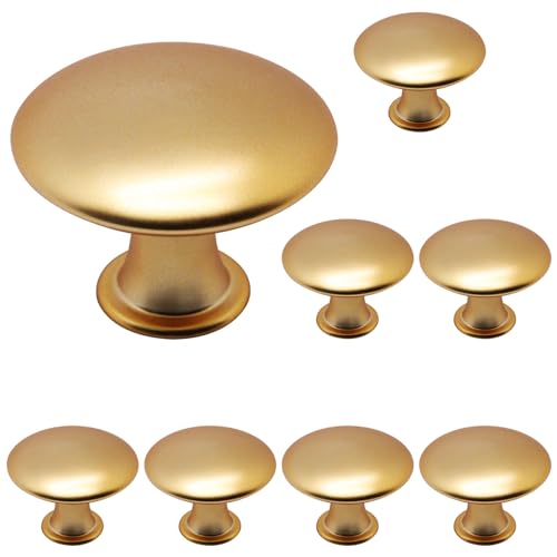 8 Pcs Champagne Cabinet Knobs, Round Dresser Knob Kitchen Drawer Knobs, Single Hole Cupboard Door Knob Dresser Drawer Pulls Handles (Champagne) - color: Champagne, size: 8 Pack