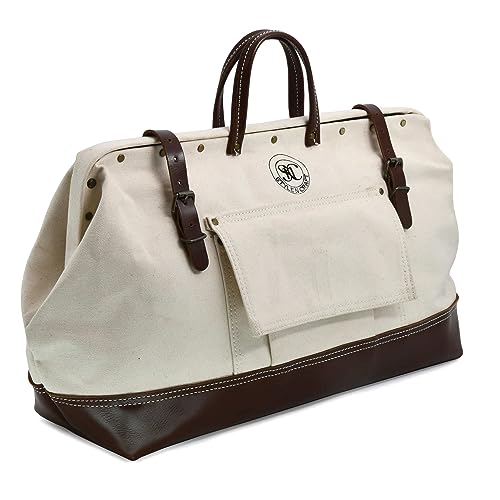 Style n Craft Mason's Tool Bag, Canvas Tool Storage Bag with Full-Grain Leather Bottom - style: 20" Mason's Bag - Canvas & Full Grain Leather