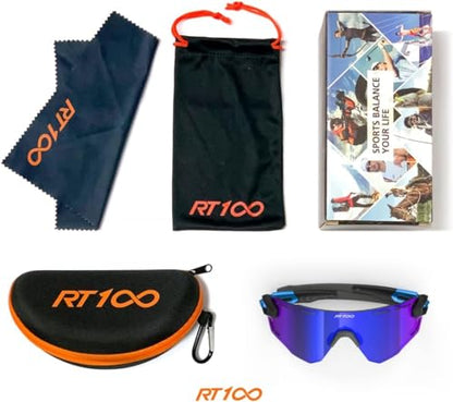 RIDE YOUR WAY Professional wrap around Frameless Cycling Sunglasses for Men and Women - color: Black Blue / Blue V1