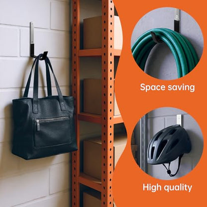 GeeWatom Heavy Duty Steel Hooks,Garage Storage Utility Hooks,Heavy Duty Tool Organizer,Steel Wall Mount Hook, Hose Hanger, Garage Garden Hooks (2)