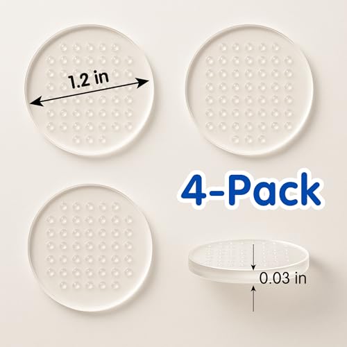 Reusable Non-Slip Sticky Pads – Clear Nano Gel Feet for Speakers, Electronics & Routers, Washable Anti-Vibration Grip Pads (1.18", 4 Pack)