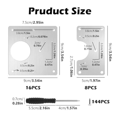 24Pcs Cabinet Hinge Repair Plate, Multi-Hole Design Fits Most Hinges, Stainless Steel Hinge Repair Kit with Screws&Screwdriver for Kitchen Cabinet & Cupboard Doors
