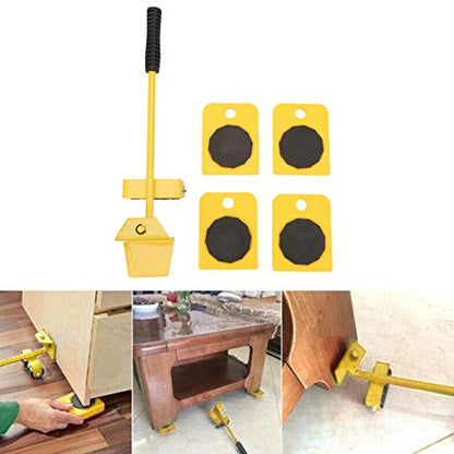 KUIDAMOS Furniture Mover Set, 150KG Capacity Transport Moving Plate, Smooth Scroll Wheel, Rectangular, Yellow, Plastic