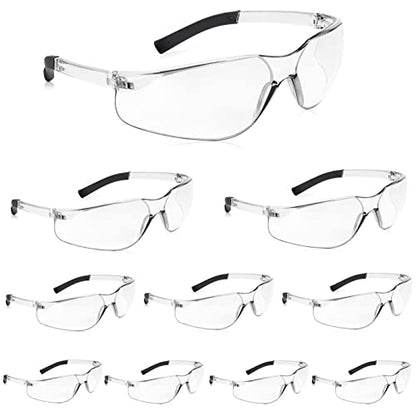 Salfboy 10 Pack Clear Safety Glasses with ANSI Z87.1 Scratch Resistant Eyewear for Women Man Lab Goggles Eye Protection - color: 118-10 Clear