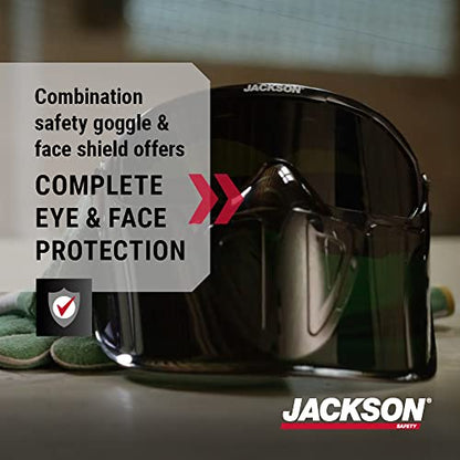 Jackson Safety GPL Series Safety Goggles with Detachable Flip-Up Face Shield - Anti-Fog Goggles for Men and Women, Fits Over Glasses - ANSI Z87.1 - Shade 5 IR Lens - style: Shade 5 Infrared Lens