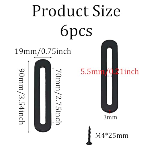 6PCS 90mm/3.54” Adjustable Flat Mending Plate with Slot, Black Stainless Steel Straight Brace Brackets, Flat Fixing Support for Wood Furniture DIY Repair Connector with Screws - size: 90mm/3.54”