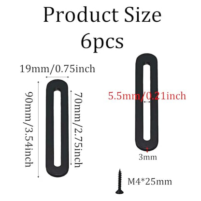 6PCS 90mm/3.54” Adjustable Flat Mending Plate with Slot, Black Stainless Steel Straight Brace Brackets, Flat Fixing Support for Wood Furniture DIY Repair Connector with Screws - size: 90mm/3.54”