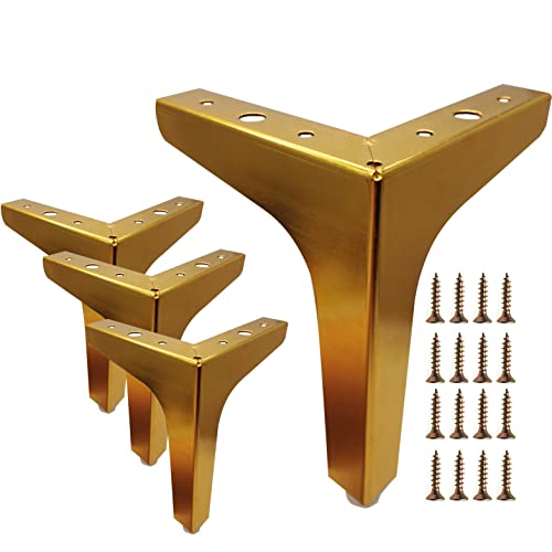 5 Inch Gold Furniture Legs, Legs for Furniture Set of 4 Cabinet Legs, Dresser Legs for Cabinet Cupboard Sofa Couch Chair Ottoman - color: Gold, size: 5 Inch