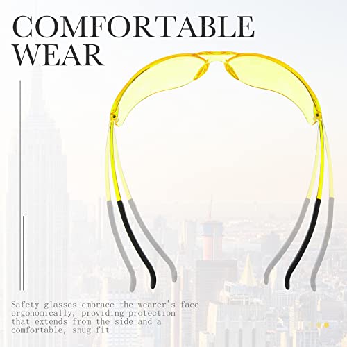 Queekay 12 Pack Safety Glasses Bulk Impact UV Scratch Glasses Protective Eyewear for Men Women Adolescents Eye Protection for Work Lab Construction Science (Amber) - color: Amber