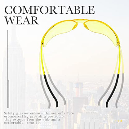 Queekay 12 Pack Safety Glasses Bulk Impact UV Scratch Glasses Protective Eyewear for Men Women Adolescents Eye Protection for Work Lab Construction Science (Amber) - color: Amber