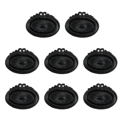 MY MIRONEY 8PCS Carved Cabinet Ring Pulls Black Ring Drawer Pulls Zinc Alloy Hardware Drop Ring Pulls Handles for Kitchen, Dresser, Closet, Cupboard - style: Type L