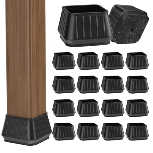24PCS Square Chair Leg Floor Protectors for Hardwood Floors, Thicken Rubber Chair Leg Cap Covers, Non Slip Furniture Leg Pads to Protect Wood Tile Floors from Scratches and Reduce Noise - color: Black, size: Square XL(Fit:1.57''-1.97'')