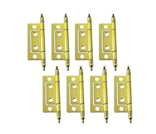 QCAA Durable Steel Non-Mortise Hinge with Final Pins, for Chest, Box, Vintage Cabinet Furniture, 2"x0.9", Brass Plated, Made in Taiwan, 8 Pack - color: Brass Plated, size: 8 Pack (2" x 0.9", Final Pins)