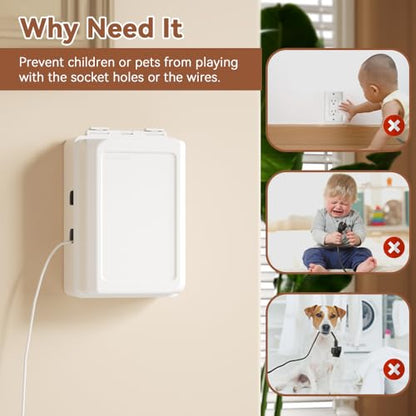 Mom's Choice Gold Awards Winner - EUDEMON 1 Pack Updated Baby Safety Electrical Outlet Cover Box Childproof Plug Cover - More Space for Large Plugs Easy to Install & Use (White) - color: White