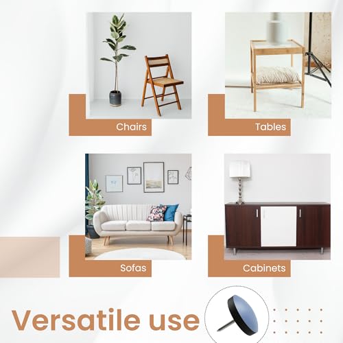 Gadgetime USA Nail On Furniture Glides for Chairs & Tables - 1 Inch, 16 Pack - Chair Leg Floor Protectors for Hardwood Floors & Carpets-Furniture Pads for Dining Chair & Cabinets