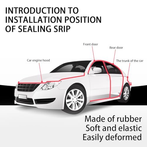 Car Door Seal Strip, 52.49ft Rubber Double Layer Self Adhesive Automotive Weather Stripping for Windows Hood Trunk, Soundproofing Vehicle Sealing Strip Accessories, Universal Fit - size: 52.49FT