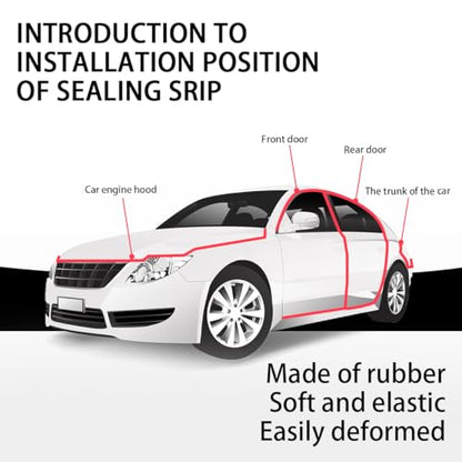 Car Door Seal Strip, 52.49ft Rubber Double Layer Self Adhesive Automotive Weather Stripping for Windows Hood Trunk, Soundproofing Vehicle Sealing Strip Accessories, Universal Fit - size: 52.49FT