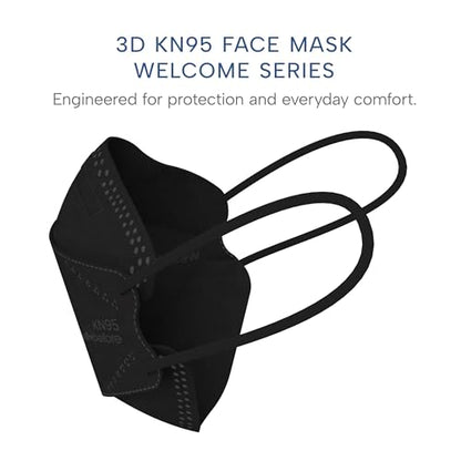 Well Before Welcome Series 3D KN95 Face Mask, Regular, Pack of 50 - color: Black