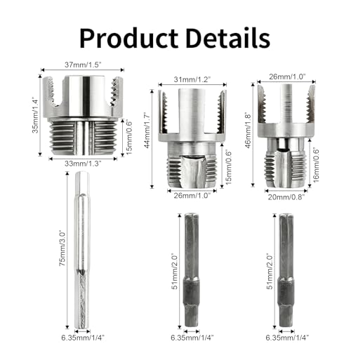 Pipe Threading Tool Set for 1/2", 3/4", 1" PVC & Plastic Pipes, Dual-Function Internal & External Thread Maker & Repair Kit, with Gloves & 4 Seal Tapes