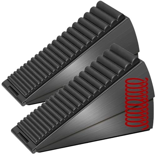 Strongest Heavy Duty Door Stopper, Spring Loaded with Holder, Tall up to 3 in Strongest Stainless Steel Doorstop for Bottom of Any Heavy Door 2 Pack - color: Black-2PCS