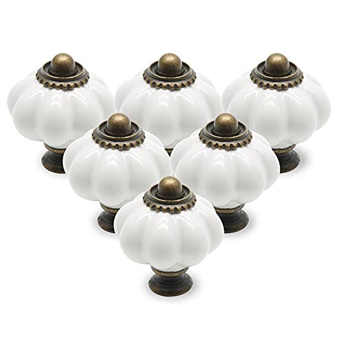 12pcs White Vintage Ceramic Cabinet Knobs, Dresser Drawer Door Pulls with Mounting Screws - color: White, size: 12 Pieces