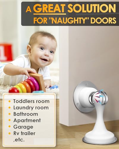 Door Stop Magnetic Door Stoppers, Door Stoppers for Bottom of Door Magnetic Door Catch with 3D Double-Sided Adhesive Tape, No Drilling, Screws for Stronger Mount, Hold Your Door Open - style: 1 Pack-White