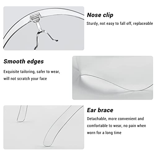 4 Pack Face Shield with Glasses, Face Mask Shield Anti-Fog Clear Ultra Clear Reusable Protective Plastic Face Shield Mask Droplet Splash Guard for Women Men Kids