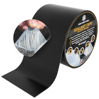HSS Sealant Tape with MicroSealant - Waterproof Commercial Roofing Tape for Roof and RV Repair - UV- & Weatherproof - Black - 4 inch x 25 feet - color: Black, size: 4" x 25'