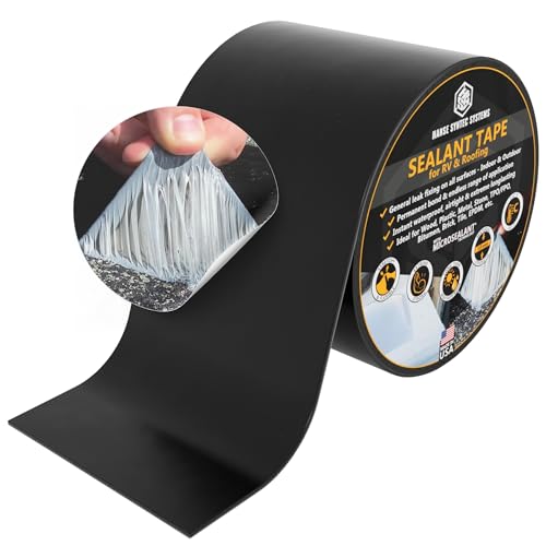 HSS Sealant Tape with MicroSealant - Waterproof Commercial Roofing Tape for Roof and RV Repair - UV- & Weatherproof - Black - 4 inch x 25 feet - color: Black, size: 4" x 25'