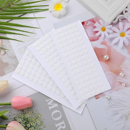 JANYUN 225 Pieces Double Sided Sticky Dot Stickers Removable Round Putty Clear Sticky Tack No Trace Super Sticky Putty Waterproof Small Stickers for Wall Wood Ceramic Metal Plastic (10mm) - size: 0.39" Round