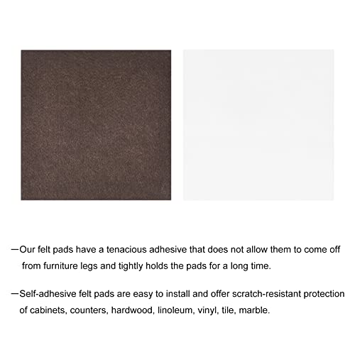 uxcell Felt Furniture Pads, 1.7-inch x 1.7-inch Self Adhesive Cuttable Anti Scratch Square Floor Protectors for Furniture Legs Hardwood Floor, Brown 8Pcs - size: 1.7-inch x 1.7-inch