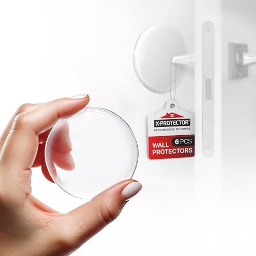 X-Protector Door Stoppers for Wall - 6 PCS, 2" - Self-Stick Door Knob Wall Protector - Silicone Wall Protectors from Door Knobs - Door Stopper Wall Protector from Furniture, Doors & Other Objects! - size: Clear, 2", 6 pcs