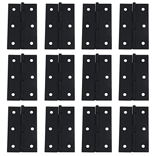Antrader Folding Hinges, Retro Flat Black Hinges Cabinet Furniture Repair Hardware for Wooden Cabinet Drawer Jewelry Box Decorative Pack of 12 - color: Black, size: 2.8" x 1.7", 12pcs