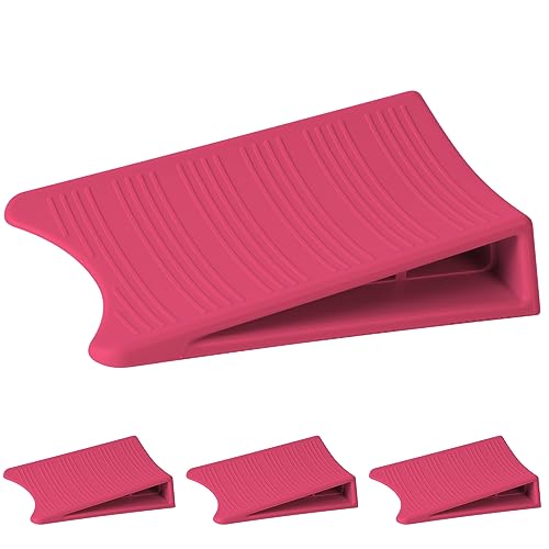 Optish Original Patented Door Stoppers for Bottom of Door, Non Slip Rubber Doors Stop, Doors Wedge for Carpet, Hardwood and Tile (4 Pack, Pink) - color: Pink, size: 4 Pack