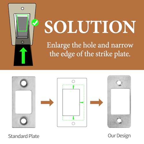 Deadbolt Restorer Strike Plate Large Version 2-3/4" x 1-1/8", Screw Holes Spaced 2-1/8", Narrow Side and Large Hole to Fix Deadbolt Sticking - color: Silver, size: Large: 2-3/4" x 1-1/8" (1 Pack)