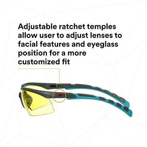 3M Safety Glasses, Solus 2000 Series, Scotchgard Anti-Fog Coating, Anti-Scratch, Amber Lens, Gray/Blue-Green Temples - color: Amber Lens, size: One size fits most