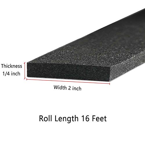 Foam Rubber Seal Strip -2" W x 1/4" T- Adhesive Tape Foam Tape Closed Cell Foam Strip Automotive Weather Stripping - size: 2in x 1/4in - 16ft