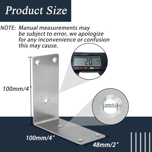 30PCS 304 Stainless Steel Corner Brace for Wood, Heavy Duty Long L Brackets, L Lock Mounting Bracket for Repairing and Reinforcing Wood Cabinets Furniture,（Silver,5X1X1IN - size: 5X1X1IN
