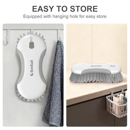 SetSail Multi-Purpose Scrub Brush of 2 Pack, Stiff Bristles Cleaning Brush with Non-Slip Grip Heavy Duty Scrub Brushes for Cleaning Bathroom Kitchen Tile Bathtub Sink, Grey - color: Gray