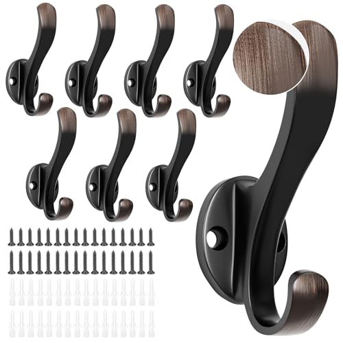 Coat Hooks Heavy Duty - Anti-Rust Oil Rubbed Bronze Towel Hook Decorative Wall Hooks for Hanging Towel, Robe, Scarf, Bathroom Entryway Cubicle Closet Mudroom Garage (8 Pack-Vintage) - color: 8 Pack-Vintage