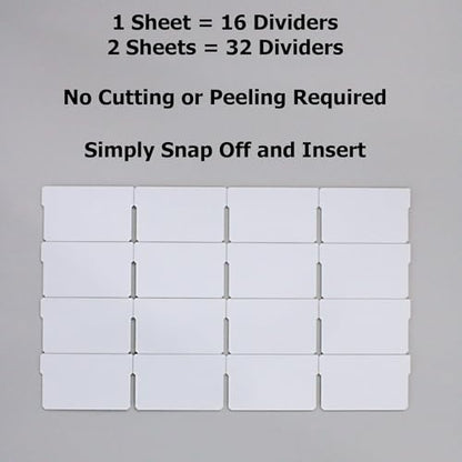 (32-Pack) Small Drawer Dividers compatible with Craft Cabinet and Hardware Storage Organizers, (Dividers Only) Made of High-Strength Fiberglass, Easy to Label - style: Width Dividers (Pack of 32)
