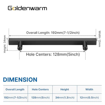 Goldenwarm 25 Pack Black Cabinet Handles 5"(128mm) Matte Black Cabinet Pulls T Bar Drawer Pulls for Kitchen Cupboard & Drawer Hardware - color: Black, size: 5 Inch Hole Center