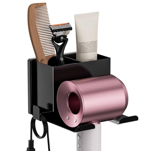 YSD Hair Dryer Holder Wall Mounted, Hair Tool Organizer, Blow Dryer Hanger for Dryer Hook, Bathroom Space-Saving Blow Dryer Organizer, Black Curling Irons Storage - color: Black, size: Simple