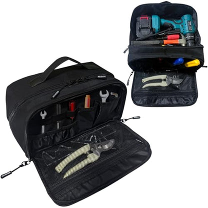 Tool Storage Bag,Portable Hand Tool Storage Organizer for Men, Tactical Range Bag with Anti-friction Bottom, Toolbag Organizer Multi-purpose Work Tote for Repairman, Carpenters, Handyman (Black)