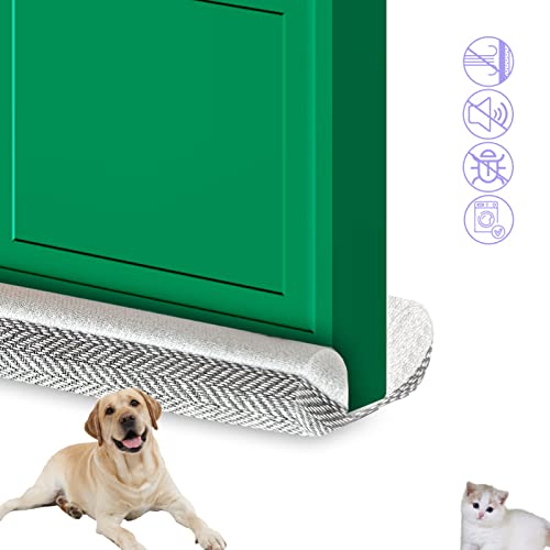 Door Draft Stopper, Pure Cotton Soundproof Door Sweep for Interior and Window, Twin Door Sweep Weather Stripping Blocker Guard, 21-42 inch Adjustable Under Door Draft Stoppers, Machine-Washable - color: Gray
