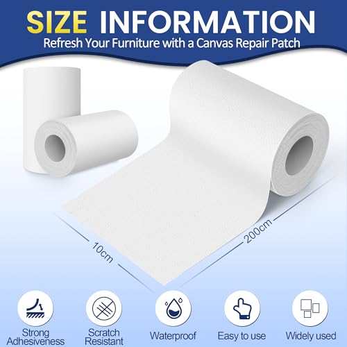 Self-Adhesive Canvas Repair Tape, 4" x 79" Waterproof Canvas Repair Patch, Fabric Patch Repairs Kit for Furniture, Tents, Sunbrellas, Boat Covers Awnings, Couches, Clothes, Bags White - color: White, size: 4" x 79"