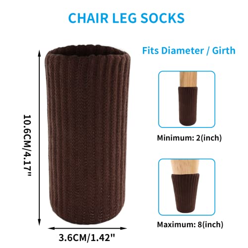 32 PCS Dark Coffee Chair Leg Socks,Chair Leg Protectors Double Thickness for Hardwood Floors, Furniture Booties Set for Moving Easily and Reduce Noise