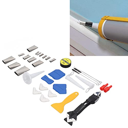 Caulking Finishing Tool Kit Caulk Remover Tool Stainless Steel Silicone Sealant Caulk Grout Remover Scraper with Accessories