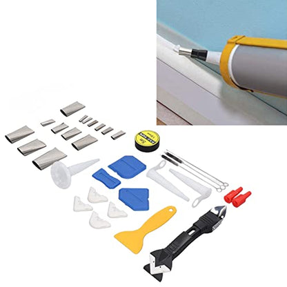 Caulking Finishing Tool Kit Caulk Remover Tool Stainless Steel Silicone Sealant Caulk Grout Remover Scraper with Accessories