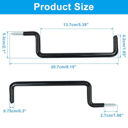 10 Pcs Screw in Ladder Hook Black Screw-in Garage Hooks 20.7cm/8.15" Bicycle Wall Mounted Hooks for Hanging Bike, Ladder, and Folding Chair - color: Black